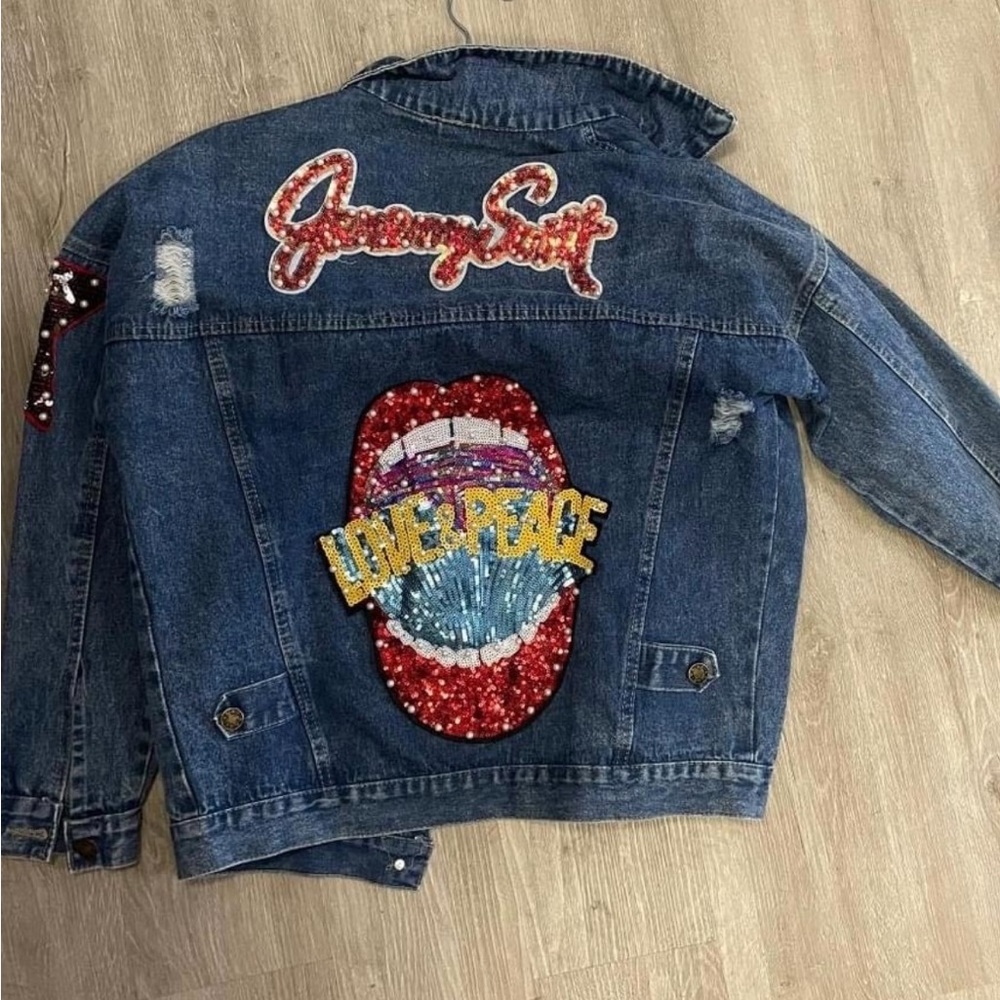 Jeremy Scott denim patch work jacket